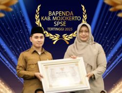 Bapenda Kabupaten Mojokerto Dapat Penghargaan Tertinggi Sebagai OPD Pada Aplikasi SPSE oleh Gus Bupati